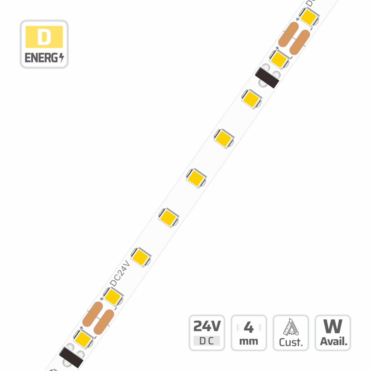 4mm | 24V | 140LEDs | 50mm/cut | #2-3367 | 2216 Ultra-Narrow LED Strip Light