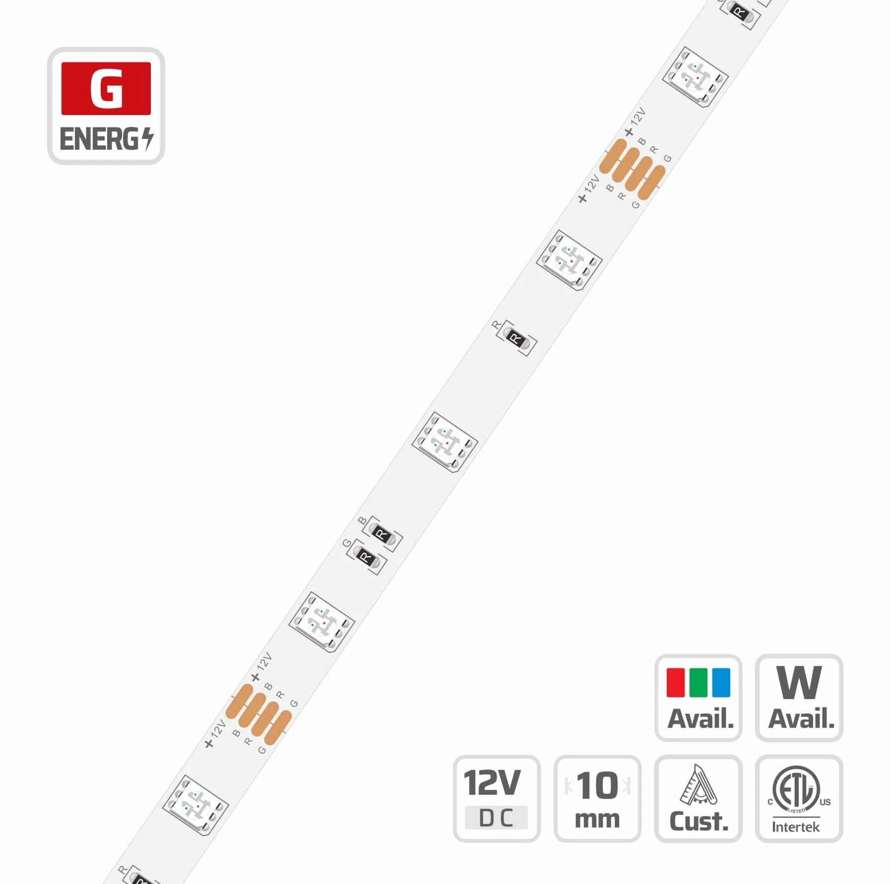 10mm | 12V | 30LEDs | 100mm/cut | #2509 | 5050 RGB LED Strip Light