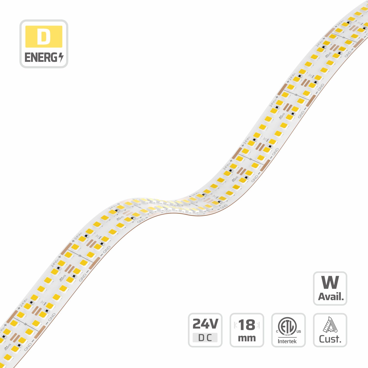 18mm | 24V | 480LEDs | 33.333mm/cut | #16707 | Multi-Line Two-Row Large width LED Light Strip