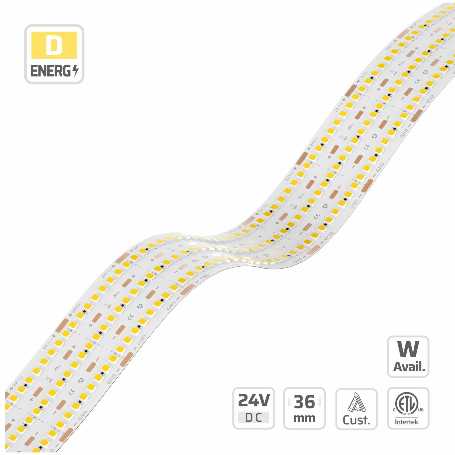 36mm | 24V | 720LEDs | 33.333mm/cut | #16706 | Multi-Line Three-Row High-Density LED Light Strip