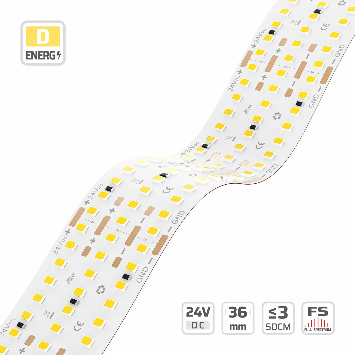 36mm | 24V | 480LEDs | 50mm/cut | #16701 | Multi-Line Three-Row High-Density LED Light Strip