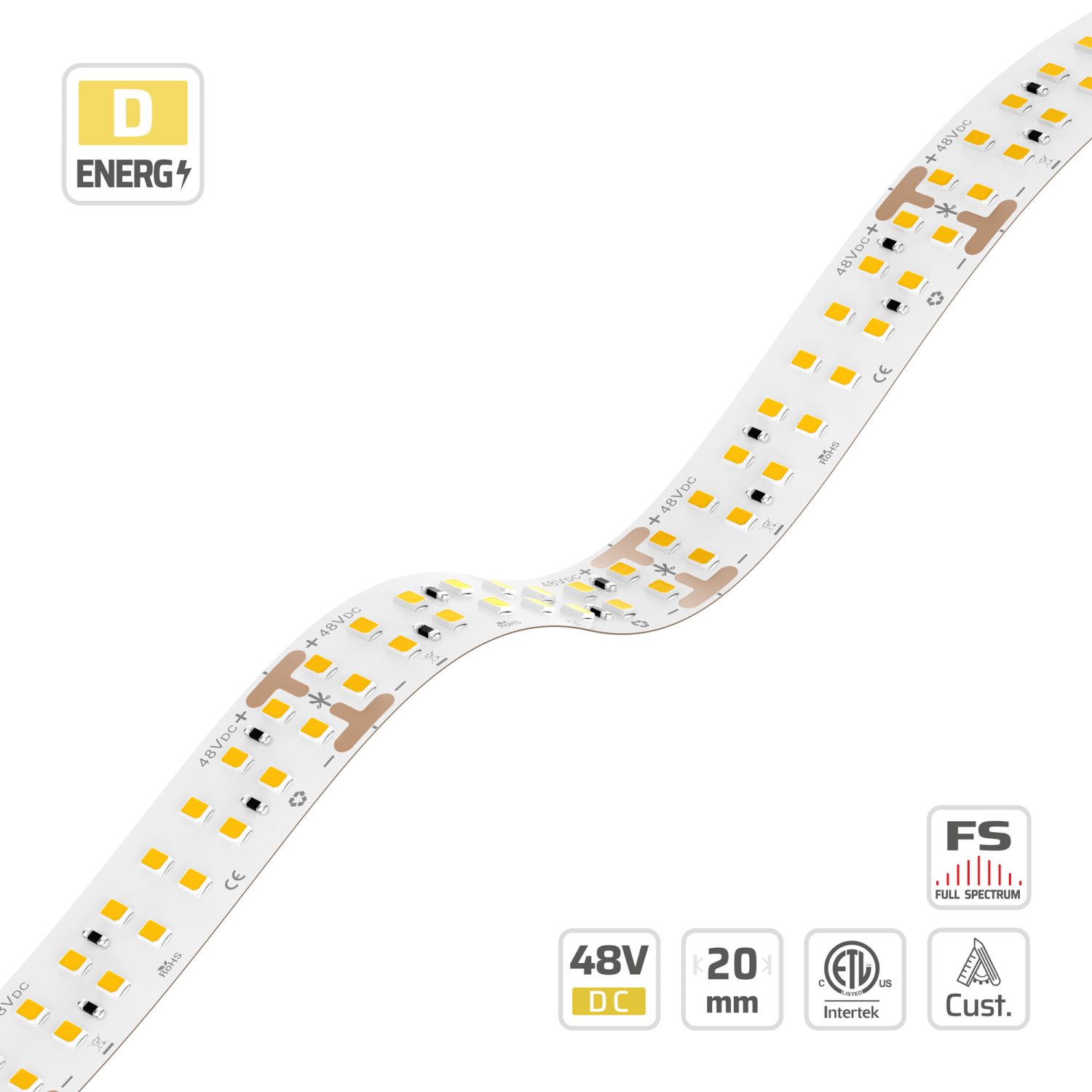 20mm | 48V | 256LEDs | 62.5mm/cut | #17510 | 2835 Multi-Line Hight Efficiency LED Strip Light