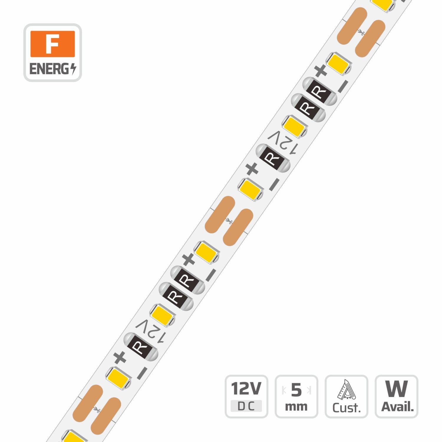 5mm | 12V | 120LEDs | 25mm/cut | #5288 | 2216 Ultra-Narrow LED Strip Light