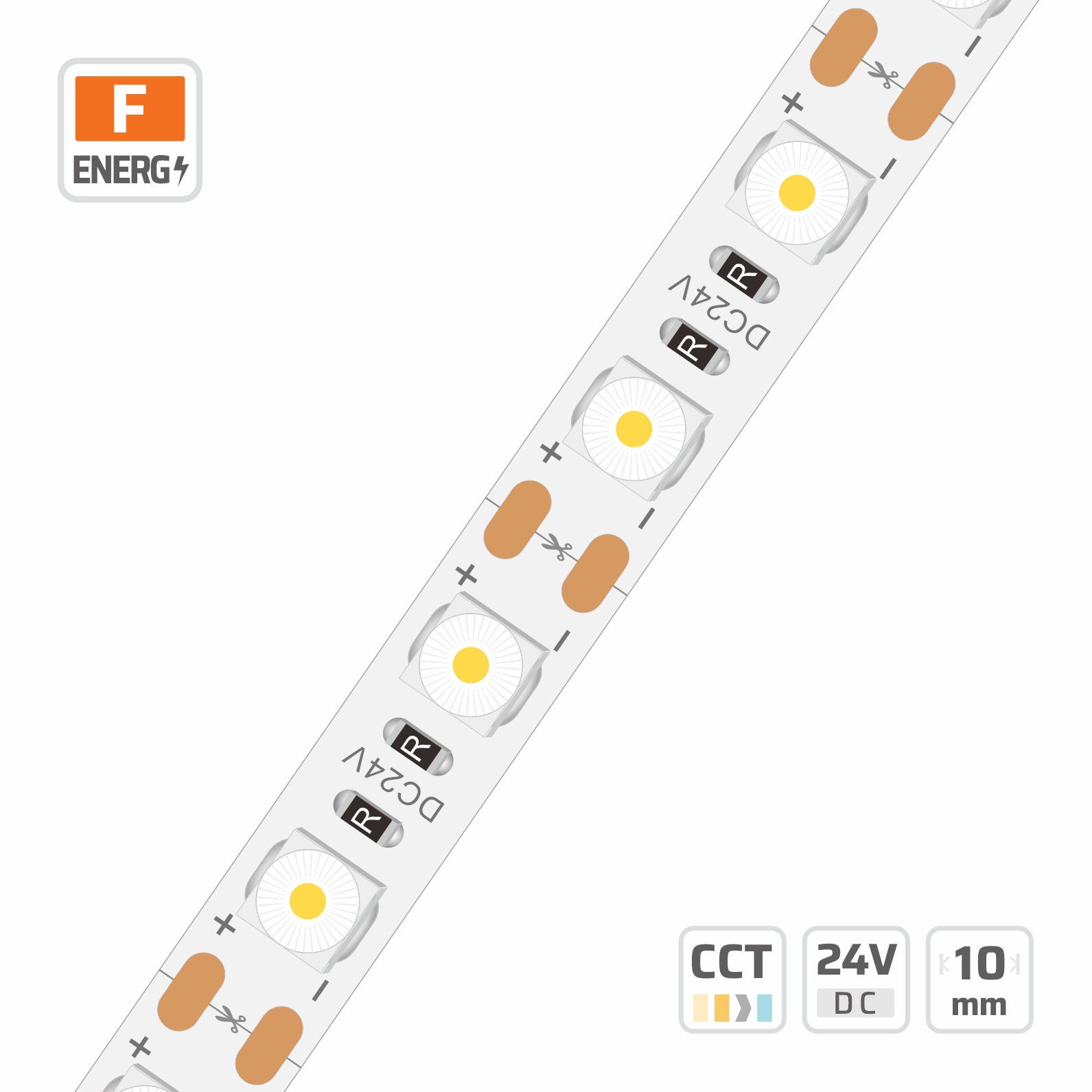 10mm | 24V | 60LEDs | 33.33mm/cut | #6678 | 6060 Lenses LED Strip Light
