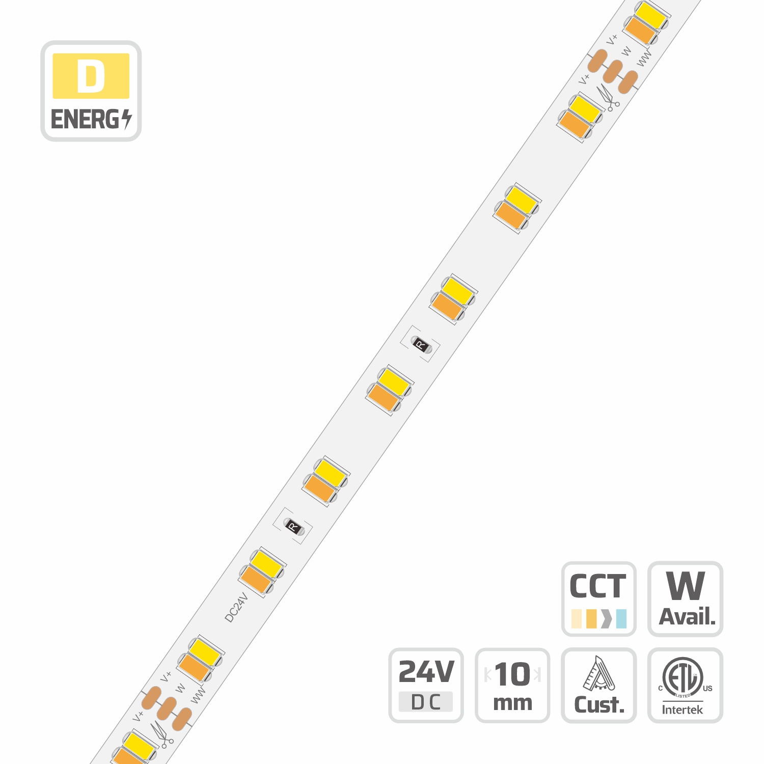 10mm | 24V | 112LEDs | 125mm/cut | #3406 | 5630 Tunable CCT High Lumen LED Strip Light