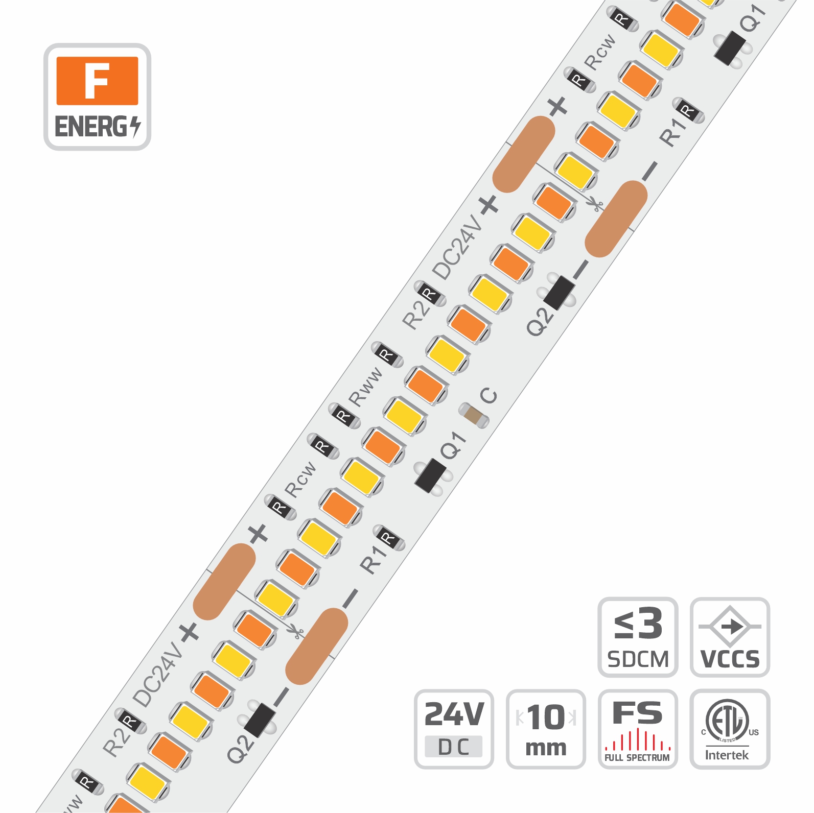 10mm | 24V | 420LEDs | 33.3mm/cut | #14025 | 2216 Ultra-density Dim to Warm LED strip light